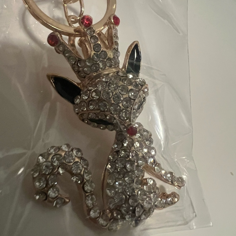 Crystal Fox Keychain with Crown